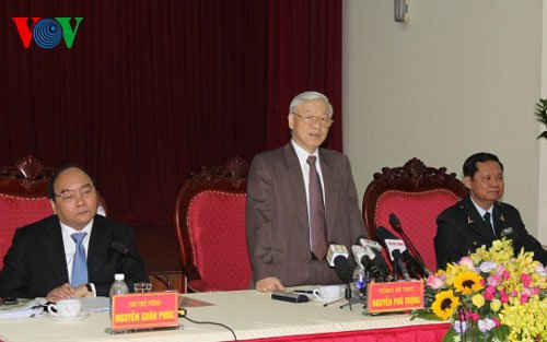 Tổng Bí thư Nguyễn Phú trọng phát biểu tại buổi làm việc 
