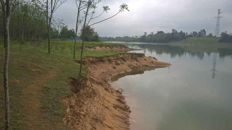 Nhiều diện tích đất đã bị sạt lở do việc bơm hút cát của ông Nguyễn Văn Truyền.