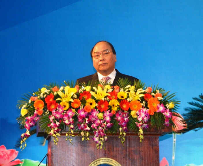 Ủy viên Bộ Chính trị, Phó Thủ tướng Chính phủ Nguyễn Xuân Phúc phát biểu tại buổi Lễ 
