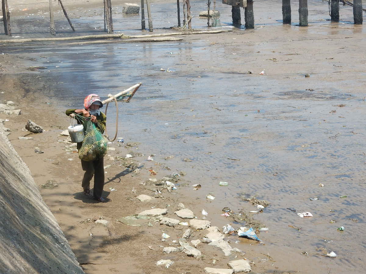 Rác thải tại vùng biển xã Nghi Hương, thị xã Cửa Lò