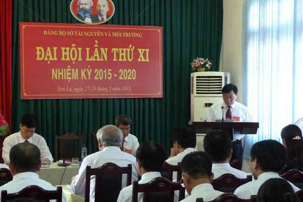 Đồng chí Triệu Ngọc Hoan, Bí thư Đảng ủy Sở TNMT Sơn La phát biểu tại Đại hội