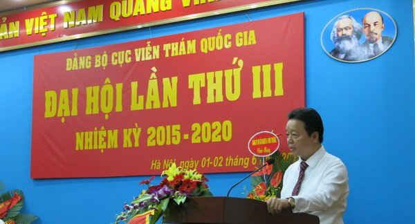 Bí thư Đảng ủy, Thứ trưởng Bộ TN&MT Trần Hồng Hà phát biểu chỉ đạo tại Đại hội
