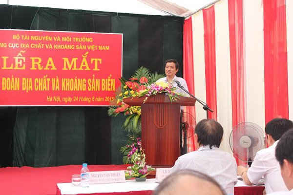 Tổng cục trưởng Tổng cục Địa chất và Khoáng sản Nguyễn Văn Thuấn phát biểu tại lễ ra mắt