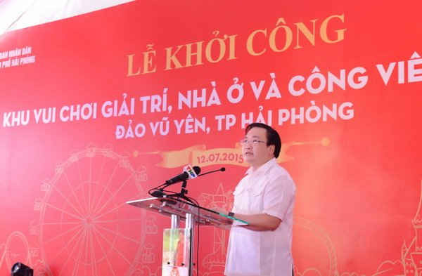 Phó Thủ Tướng Hoàng Trung Hải phát biểu chỉ đạo tại Lễ khởi công dự án Vũ Yên