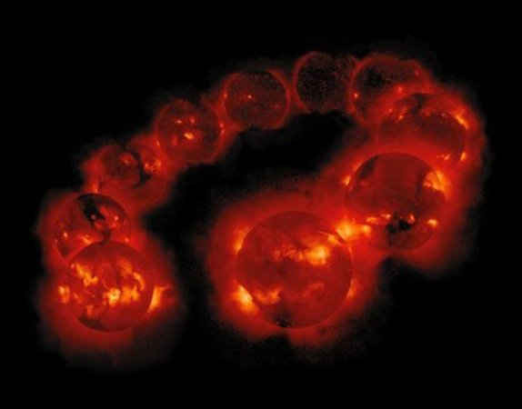 Hoạt động của Mặt Trời giữa tháng 8 năm 1991 và tháng 9 năm 2001. Ảnh: NASA
