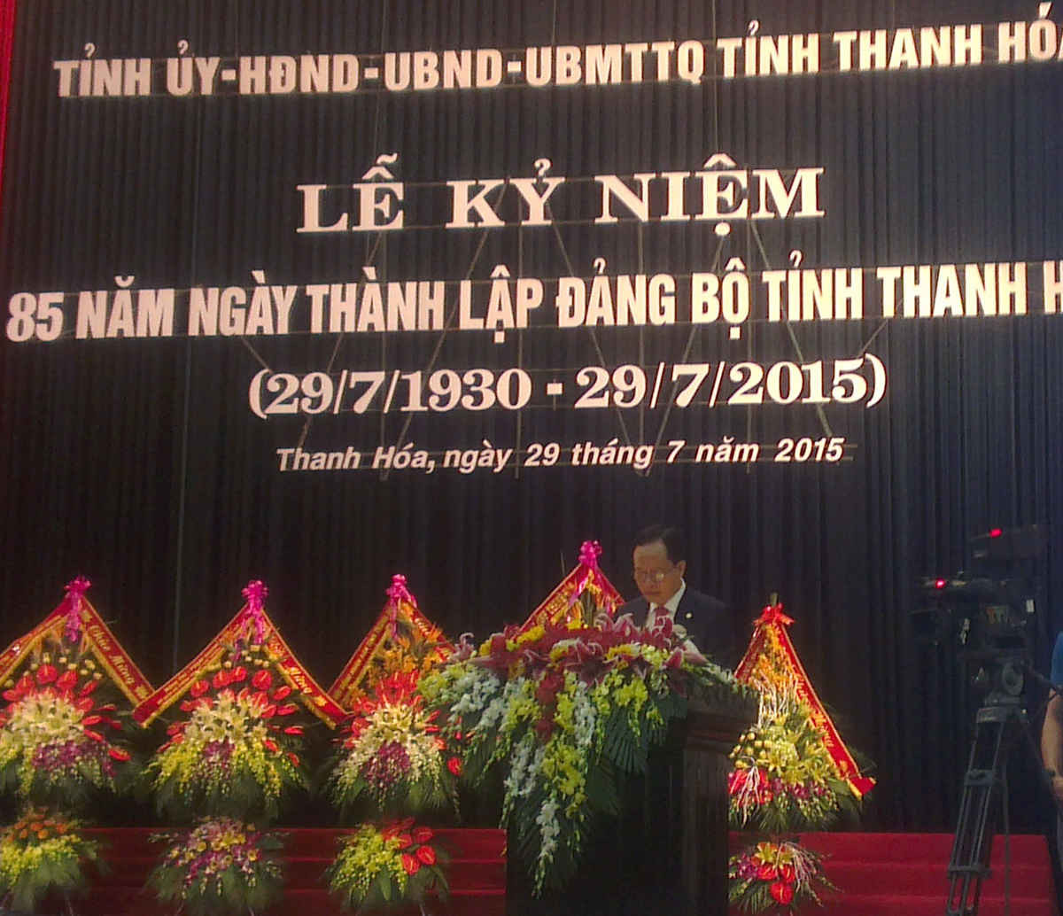Bí thư Tỉnh ủy Trịnh Văn Chiến phát biểu tại buổi lễ