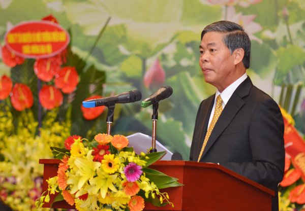 Bộ trưởng Bộ TN&MT Nguyễn Minh Quang phát biểu khai mạc Đại hội Thi đua yêu nước ngành TN&MT lần thứ III, giai đoạn 2010 - 2015 sáng 25/8 tại Hà Nội
