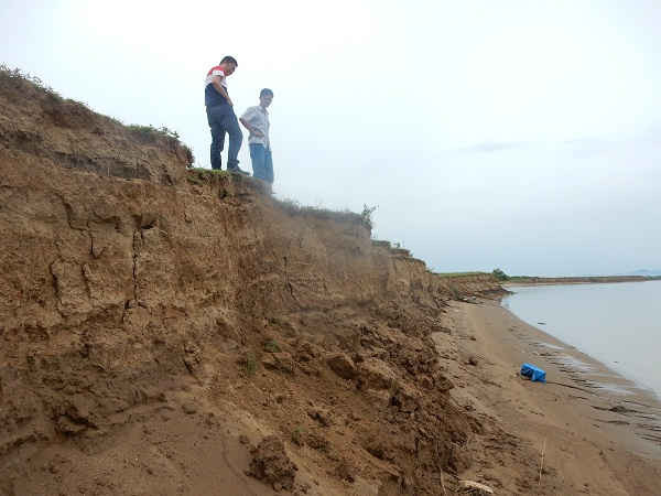 Tình trạng sạt lở đất đang diễn ra ngày càng nghiêm trọng tại huyện Hưng Nguyên do nạn khai thác cát