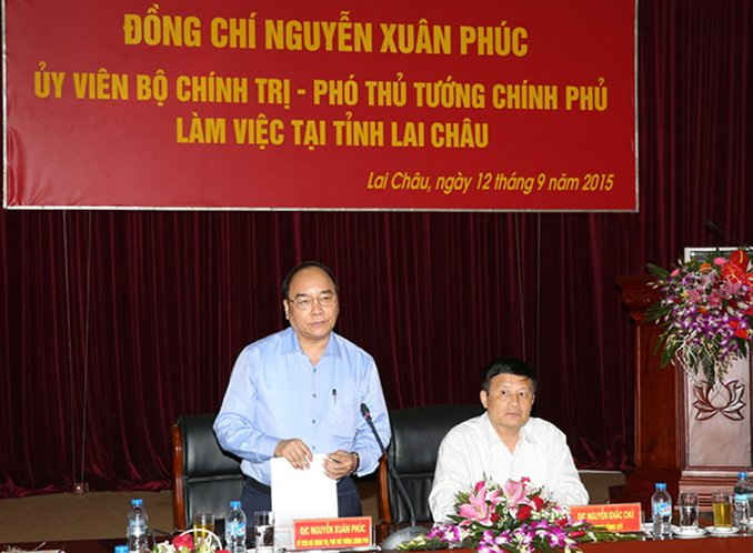 Phó Thủ tướng Nguyễn Xuân Phúc phát biểu chỉ đạo tại buổi làm việc với lãnh đạo chủ chốt tỉnh Lai Châu