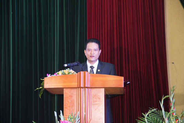 PGS.TSKH Nguyễn Xuân Hải – Chủ nhiệm Khoa Môi trường - Trường ĐHKHTN phát biểu khai mạc buổi lễ