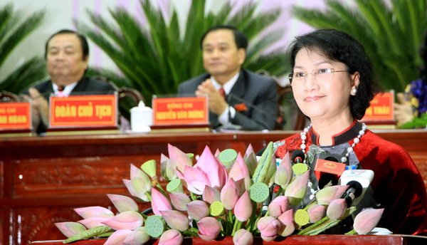 Bà Nguyễn Thị Kim Ngân, Ủy viên Bộ Chính trị, Bí thư Trung ương Đảng, Phó Chủ tịch Quốc hội phát biểu chỉ đạo Đại hội. 