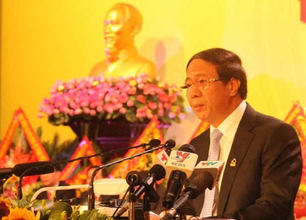 Ông Lê Văn Thành - Phó Bí thư Thành ủy nhiệm kỳ 2010-2015, Chủ tịch UBND TP Hải Phòng phát biểu tại Đại hội. 