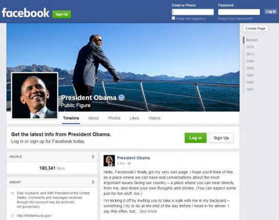 Với trang Facebook của riêng mình, Tổng thống Obama có thể tương tác với những người dùng Facebook khác trong cấp độ cá nhân