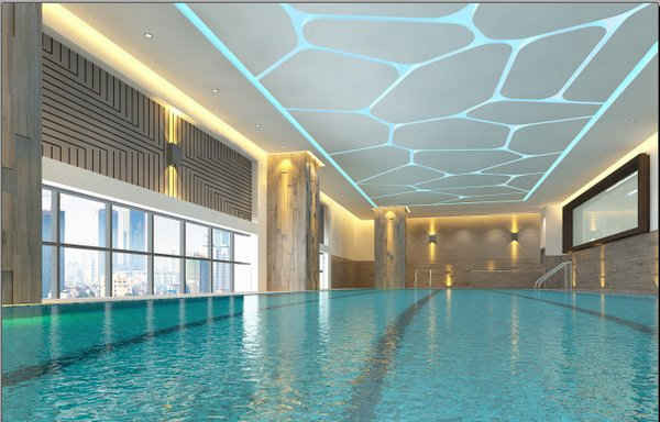 Khách hàng có thể nhìn thấy thành phố từ trên cao tại bể bơi bốn mùa rộng 300m2 ở Elite Fitness Vincom Center Nguyễn Chí Thanh