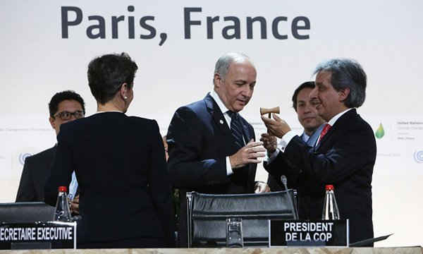 Bộ trưởng ngoại giao Pháp Laurent Fabius - Chủ tịch Hội nghị COP21. Ảnh: Patrick Aventurier / Getty Images