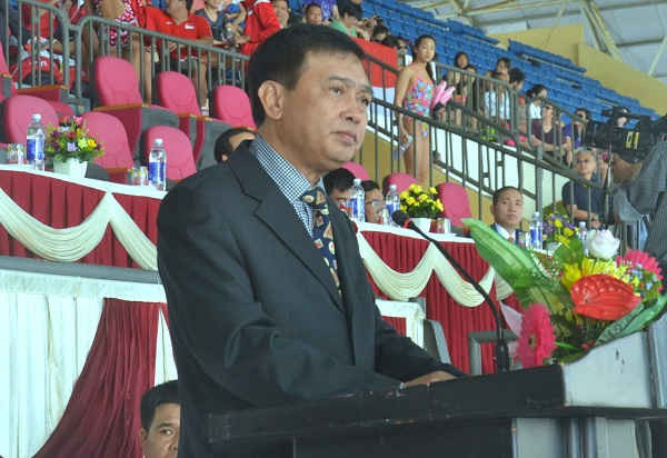 Phó Tổng Thanh tra Nguyễn Đức Hạnh, Chủ tịch Liên đoàn Bơi Đông Nam Á, Chủ tịch Hiệp hội TTDN Việt Nam phát biểu chào mừng giải