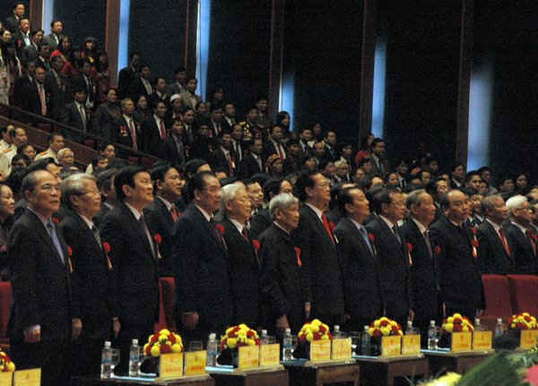 Lãnh đạo Đảng, Nhà nước tham dự phiên khai mạc Đại hội. Ảnh: Việt Hùng