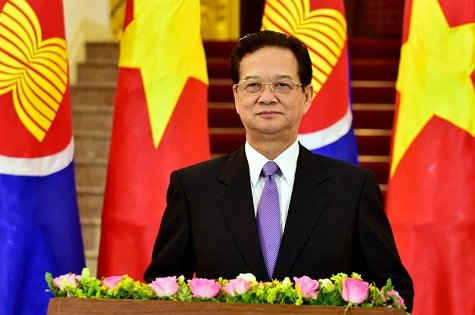 Thủ tướng Nguyễn Tấn Dũng có bài phát biểu vào thời khắc Cộng đồng ASEAN được thành lập. 