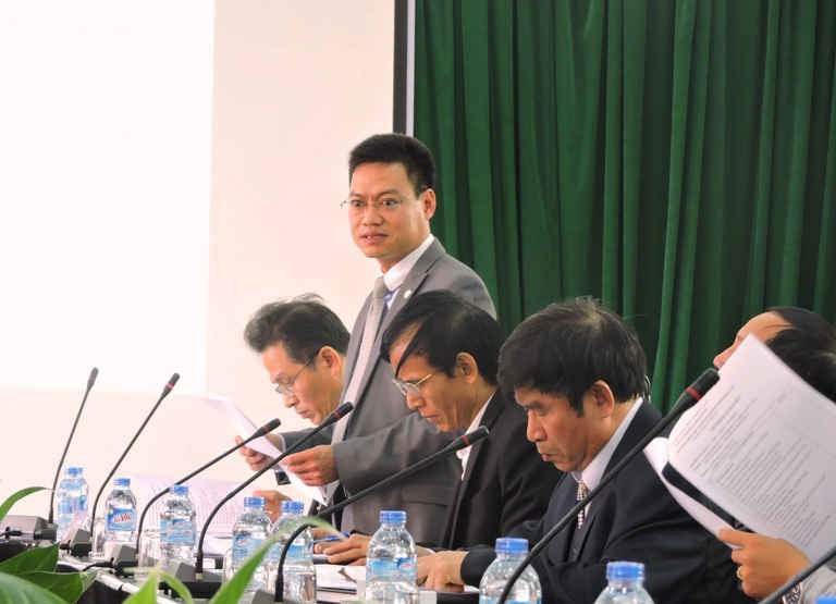 TS.Nguyễn Văn Bài- Trưởng Khoa Tài nguyên & Môi trường, ĐH Nông Lâm Bắc Giang phát biểu tại hội thảo