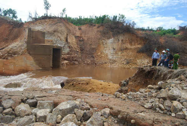 Hồ chứa nước thủy điện Ia Krêl 2 (Gia Lai) bị vỡ hồi tháng 8/2014.