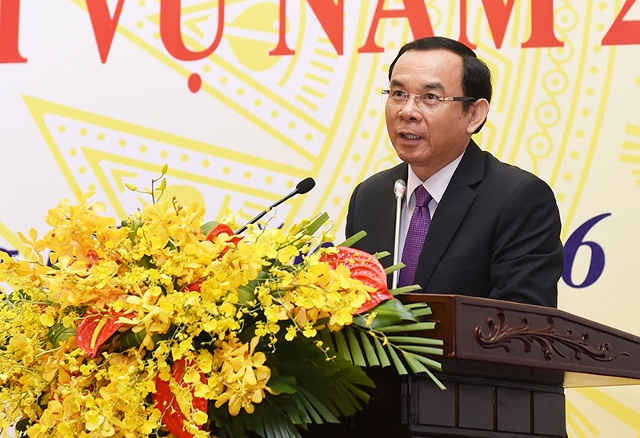 Bộ trưởng, Chủ nhiệm Văn phòng Chính phủ Nguyễn Văn Nên phát biểu tại Hội nghị