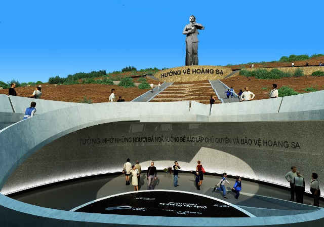 Mô hình Khu tưởng niệm Hoàng Sa với hình ảnh “Người mẹ thắp lửa”