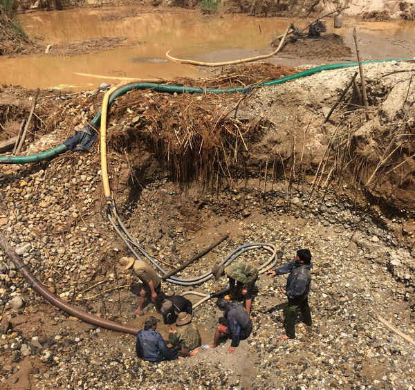 Một điểm khai thác vàng trái phép đã được ngăn chặn tại huyện Ngọc Hồi (Kon Tum)