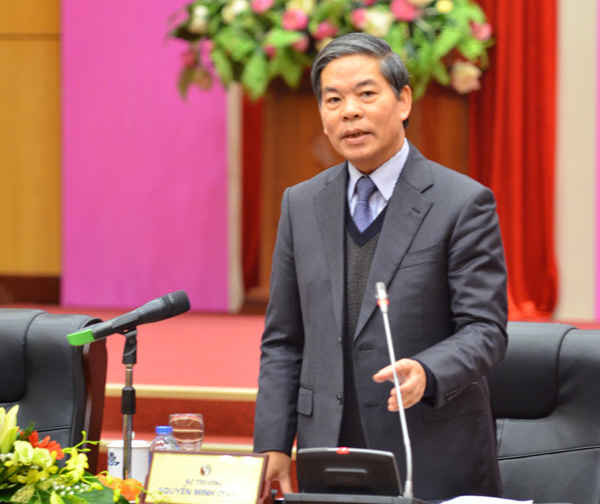 Bộ trưởng Bộ TN&MT Nguyễn Minh Quang phát biểu tại buổi gặp mặt chiều 28/1