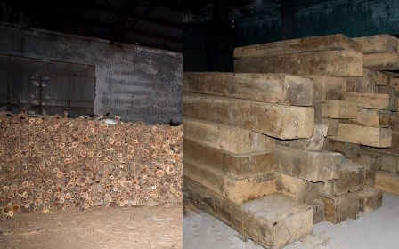 Lượng lớn gỗ quý không rõ nguồn gốc được cất giữ cẩn thận trong kho của công ty TNHH Vạn An, (Q. Ngũ Hành Sơn, Đà Nẵng)