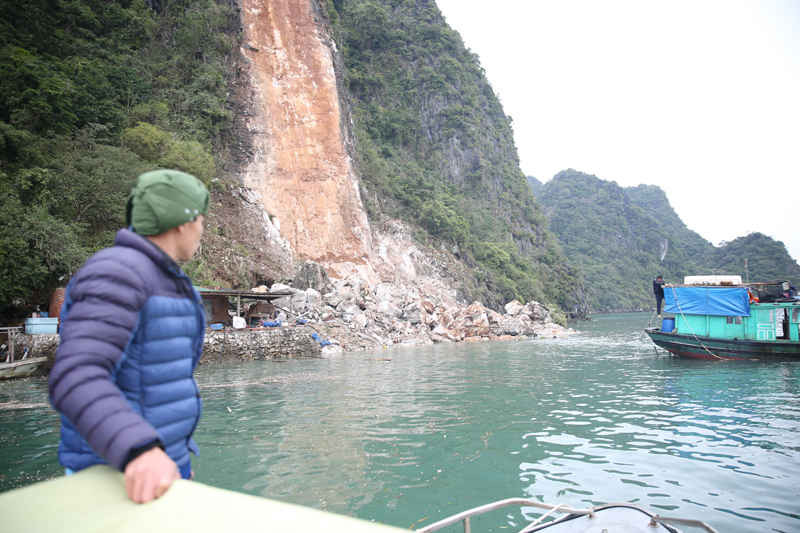 Sạt lở núi đá ở xã Bản Sen, huyện Vân Đồn - Ảnh: Báo Quảng Ninh
