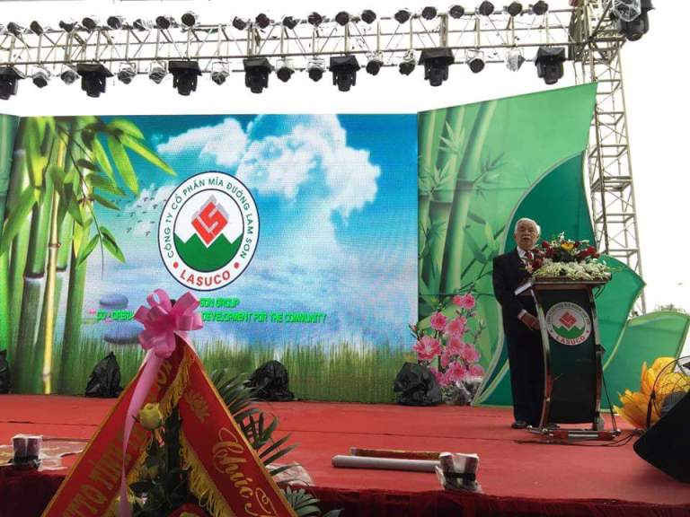 Ông Lê Văn Tam, Chủ tịch Hội đồng quản trị Tập đoàn CTCP mía đường Lam Sơn phát biểu khai mạc buổi lễ.