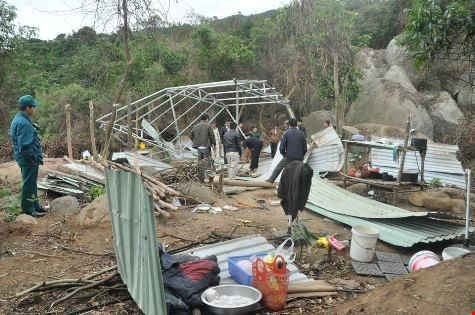 Lực lượng chức năng TP. Đà Nẵng đã tháo dỡ toàn bộ lán trại tại tiểu khu 62 rừng bán đảo Sơn Trà