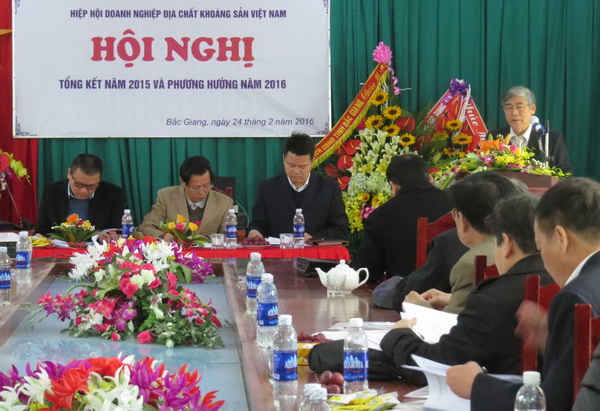 Hiệp Hội doanh nghiệp địa chất và khoáng sản  Việt Nam tổ chức hội nghị tổng kết công tác năm 2015 và đề ra phương hướng hoạt động năm 2016.