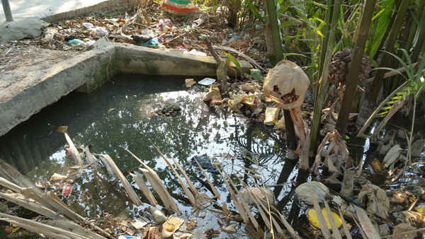 Nhiều kênh nước tại xã Phước Lộc (huyện Nhà Bè) đang bị nhiễm bẩn và đầy rác thải.
