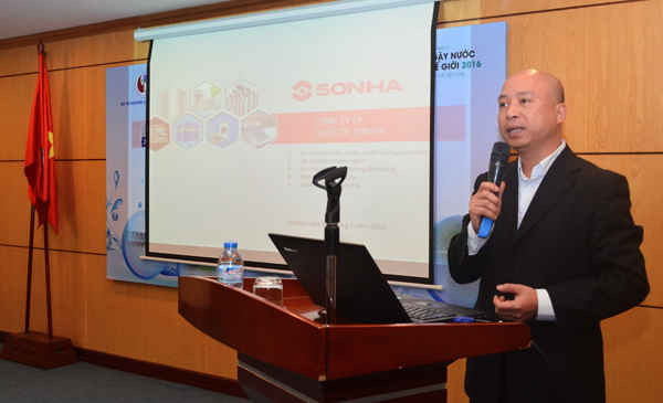 Ông Đàm Quang Hùng, Phó Tổng Giám đốc  Công ty Cổ phần quốc tế Sơn Hà phát biểu