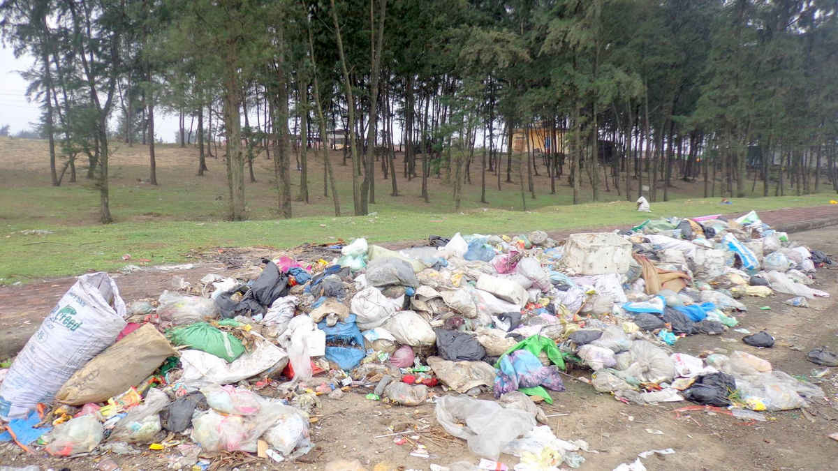 Đủ các loại rác thải sinh hoạt được người dân đỗ bừa ra bãi biển du lịch