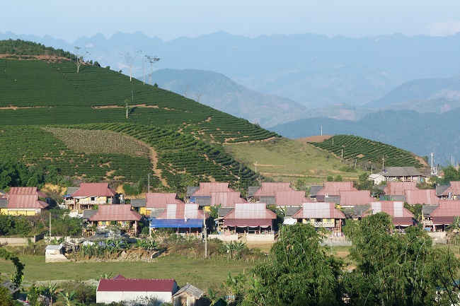 Một góc tái định cư tại bản Hoa 2, xã Tân Lập, huyện Mộc Châu, Sơn La.