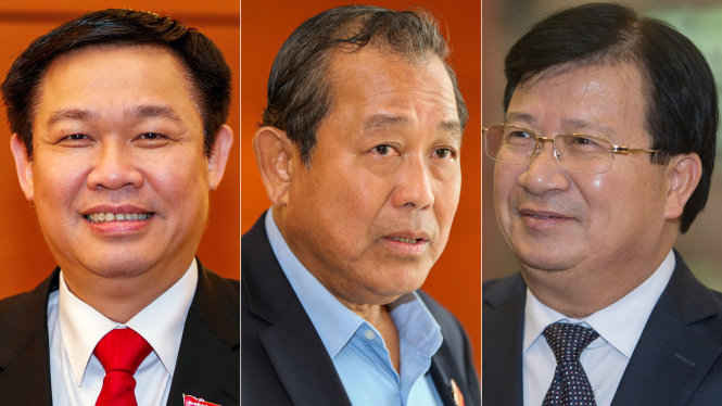 Ba tân Phó Thủ tướng Chính phủ: Vương Đình Huệ, Trương Hòa Bình, Trịnh Đình Dũng (từ trái sang) 