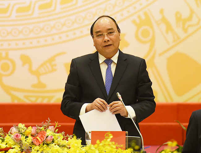 Thủ tướng Chính phủ Nguyễn Xuân Phúc phát biểu tại buổi gặp mặt.