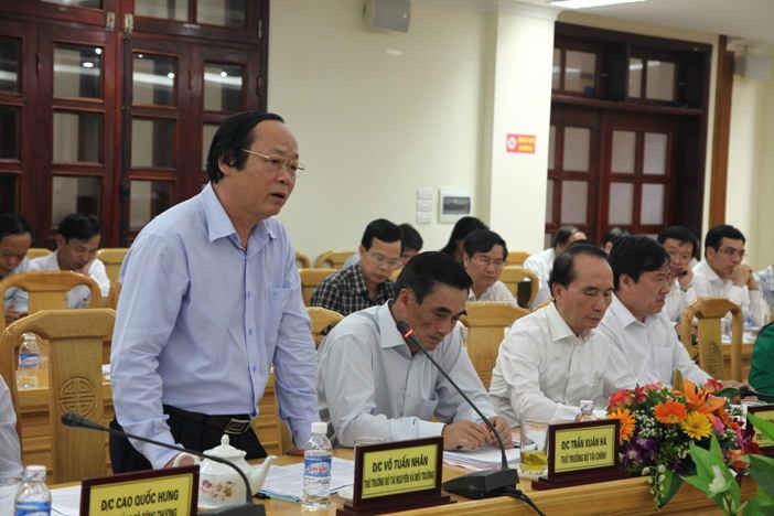 Thứ trưởng Bộ TN&MT Võ Tuấn Nhân phát biểu ý kiến  lưu ý Hà Tĩnh muốn phát triển kinh tế bền vững cần chú trọng công tác bảo vệ môi trường.