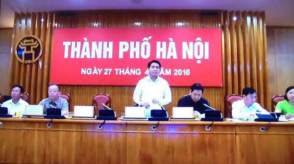 Chủ tịch UBND thành phố Hà Nội Nguyễn Đức Chung phát biểu (Ảnh chụp qua màn hình)