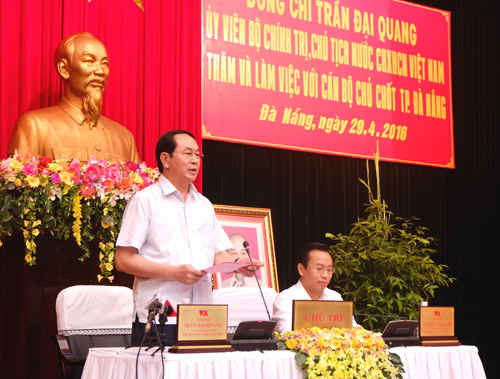 Chủ tịch nước Trần Đại Quang phát biểu chỉ đạo tại buổi làm việc với Thành ủy Đà Nẵng