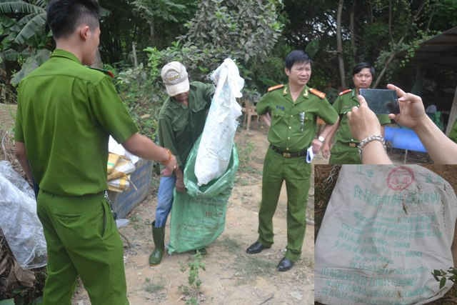 Đại tá trần Thanh Nhơn đã phát hiện bao bột phụ gia thực phẩm màu trắng chưa rõ nguồn gốc xuất xứ, chứa đựng trong bao có nhãn hiệu bằng chữ Trung Quốc