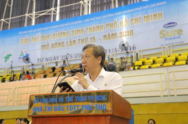Ông Mai Bá Hùng - Phó Giám đốc Sở Văn hóa và Thể thao TP.HCM phát biểu tại Giải thi đấu