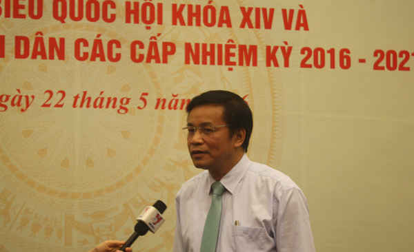 ông Nguyễn Hạnh Phúc, Chánh văn phòng Hội đồng bầu cử quốc gia thông tin với báo chí 
