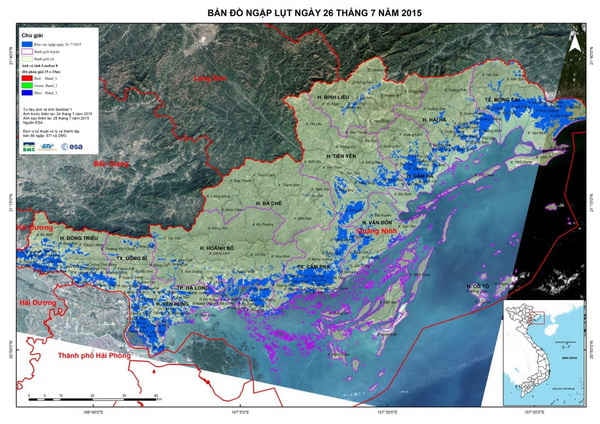 Bản đồi ngập lụt tại tỉnh Quảng Ninh năm 2015. Ảnh: MH