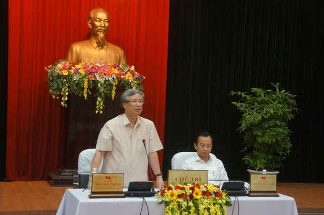 Đồng chí Trần Quốc Vượng- Ủy viên Bộ Chính trị, Bí thư Trung ương Đảng, Chủ nhiệm UBKT Trung ương phát biểu tại buổi làm việc với TP. Đà Nẵng
