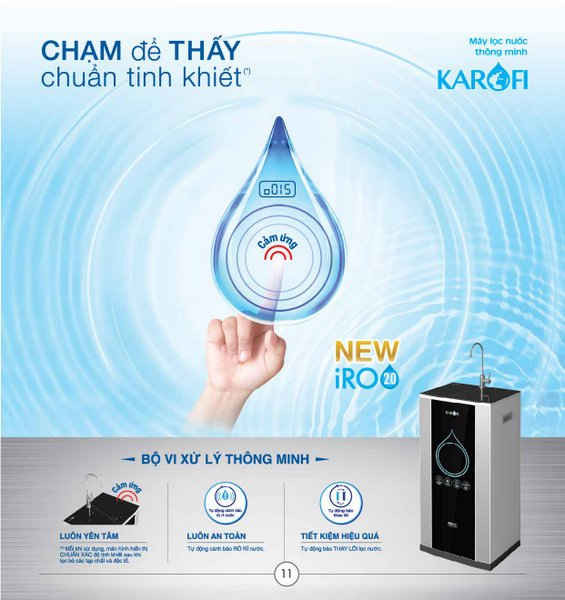 Máy lọc nước thông minh Karofi iRO 2.0 có thể kiểm tra độ an toàn của nước sau lọc