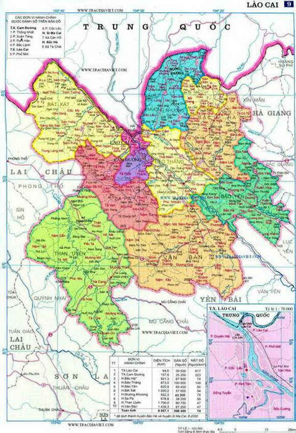 Bản đồ địa giới hành chính tỉnh Lào Cai