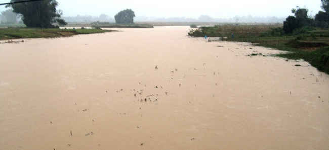 Nước sông Nậm Rốm dâng cao, nhiều người dân vẫn đánh bắt ven sông